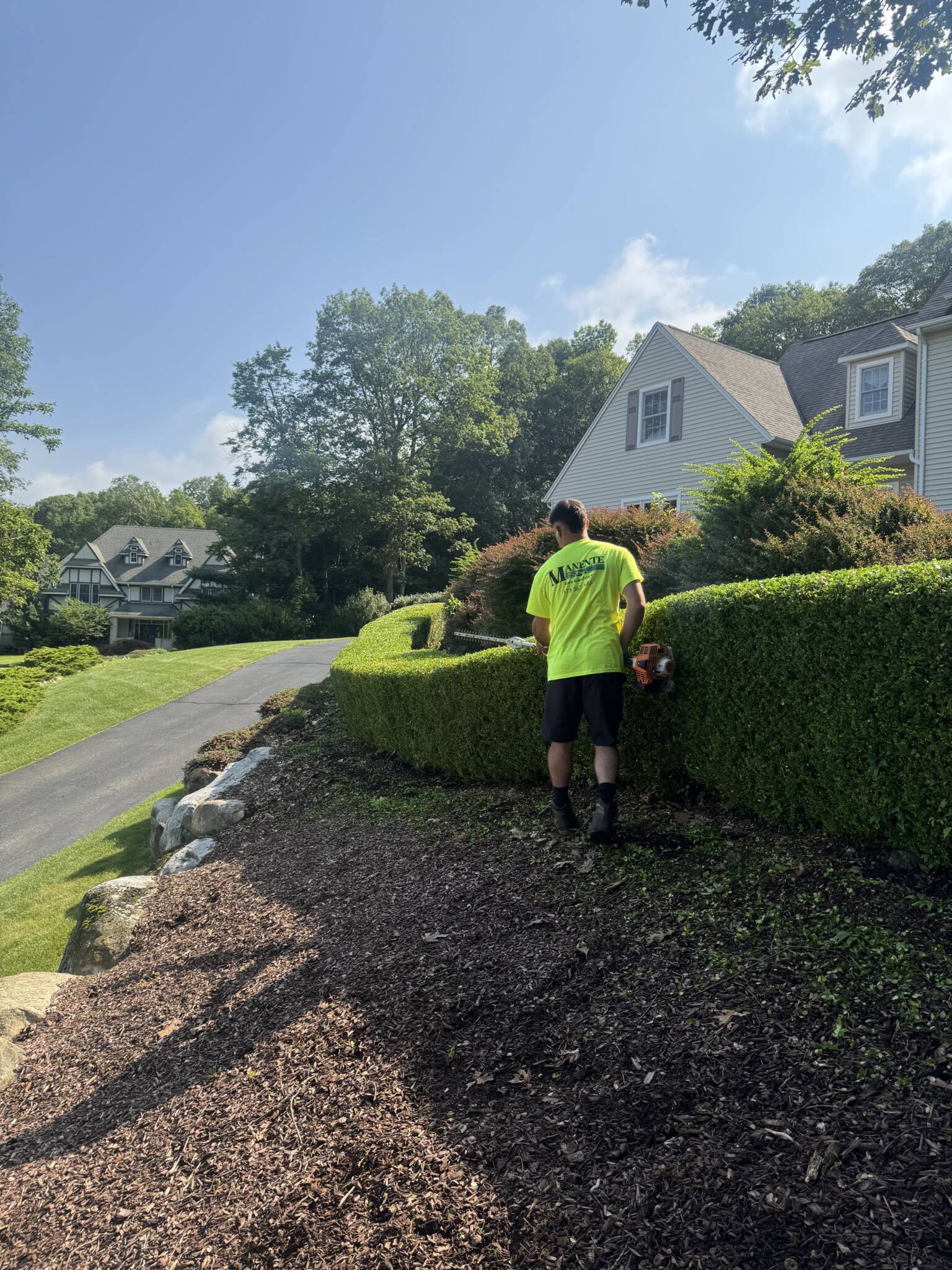 Manente Lawn and Landscape owner hedge trimming